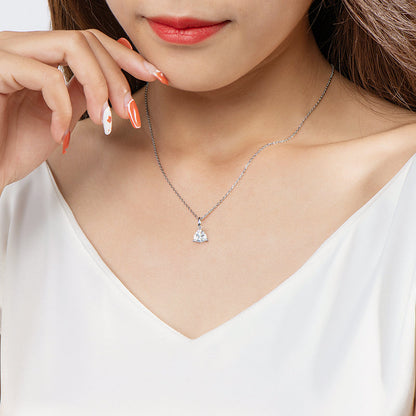 925 Sterling Silver Trillion Cut Solitaire CZ Pendant Necklace