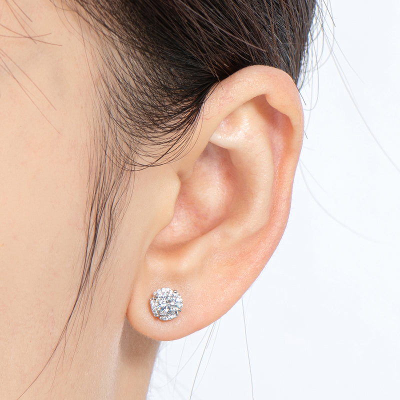 925 Sterling Silver Classic Round Cut Stud Earrings