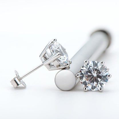 Round Cut Moissanite Diamond Stud Earrings