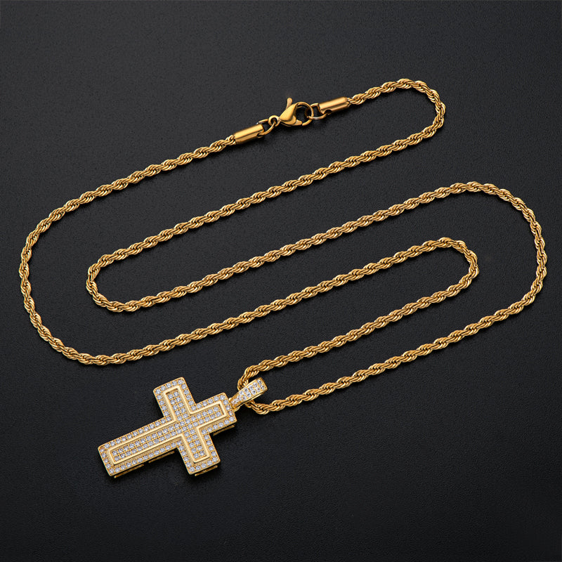 925 Sterling Silver Personalized Multilayer Cross Long Chain Cool Pendant Necklace