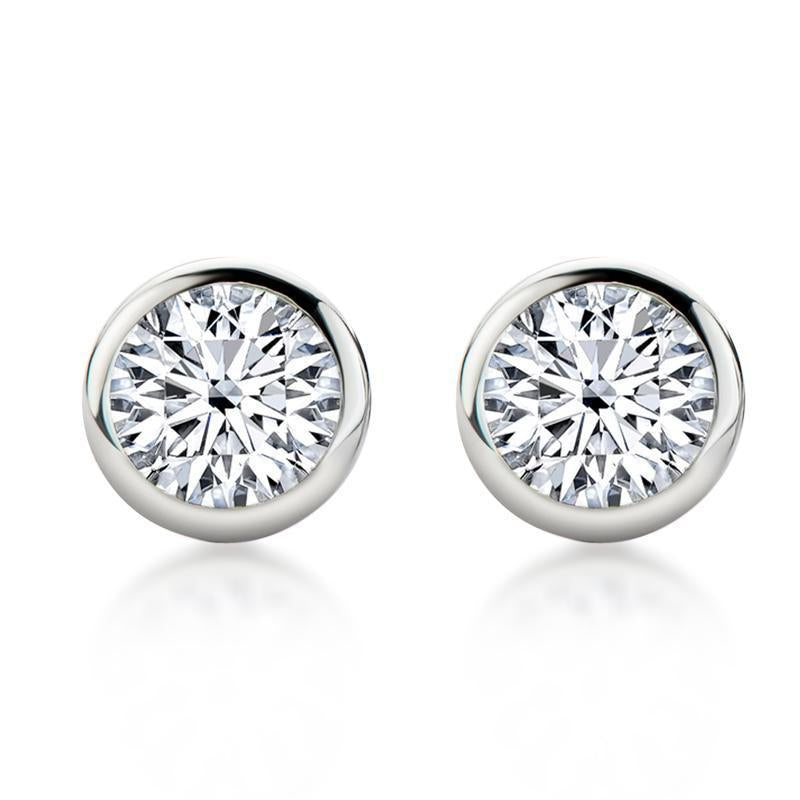 925 Sterling Silver Brilliant Round Cut Cubic Zirconia Stud Earrings