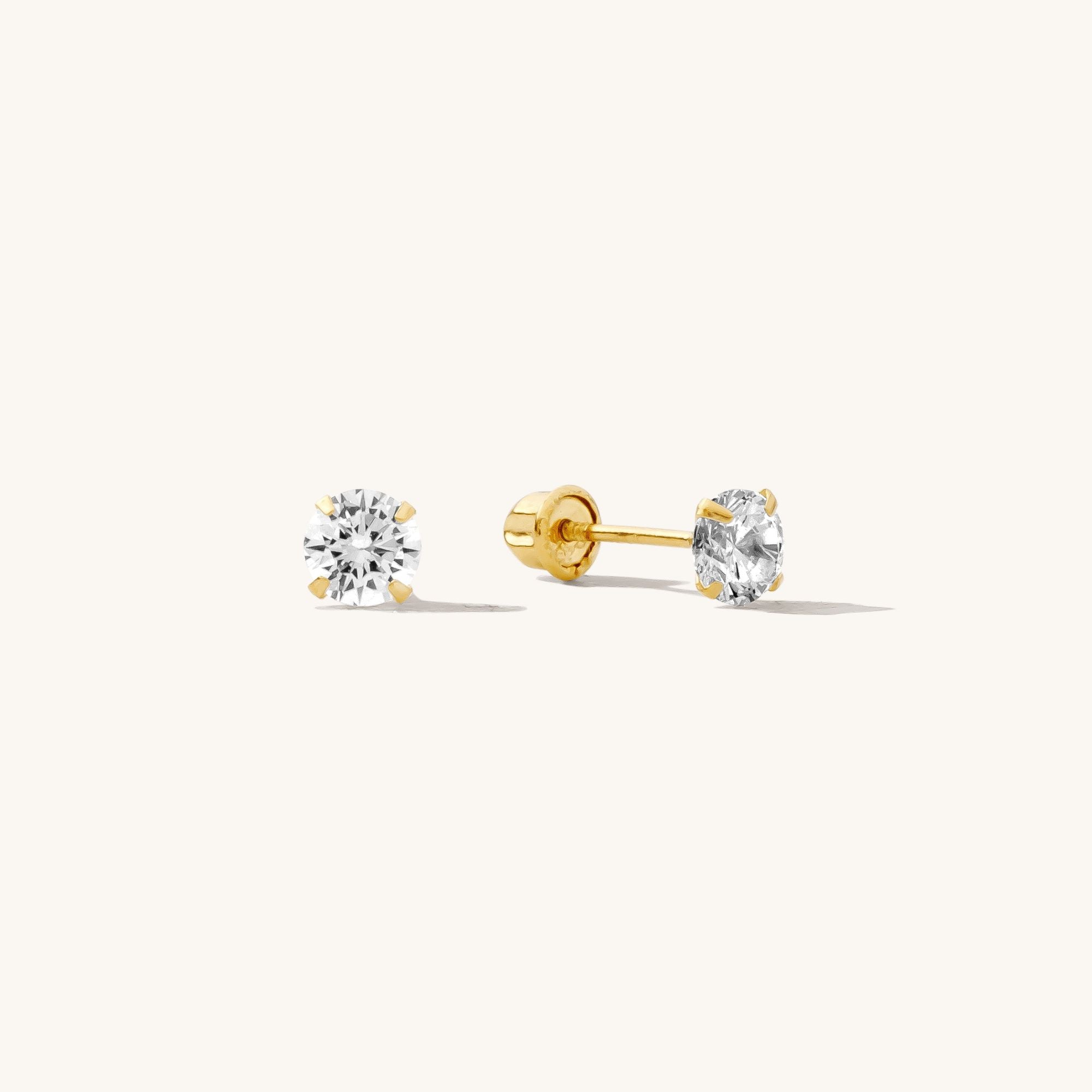 925 Sterling Silver Tiny CZ Screwback Stud Earrings 5