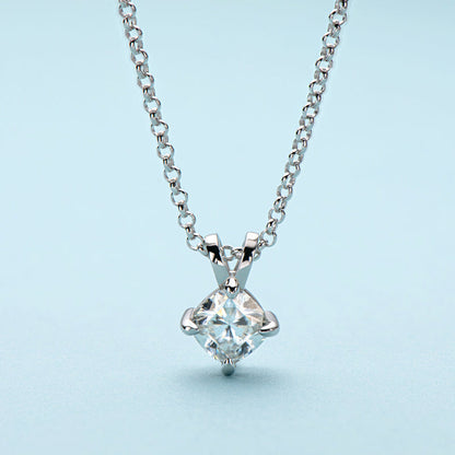 925 Sterling Silver Classic Brilliant Cushion Cut CZ Pendant Necklace