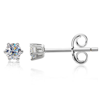 925 Sterling Silver Round Cut Classic Stud Earrings