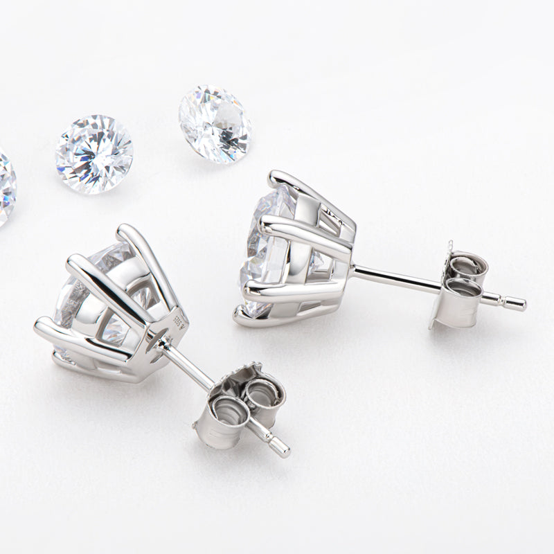 Round Cut Moissanite Diamond Stud Earrings