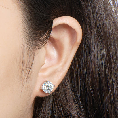 925 Sterling Silver Round Cut CZ Classic Stud Earrings