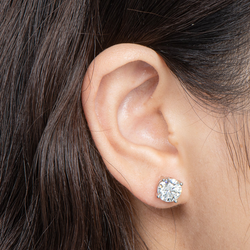 925 Sterling Silver Round Cut CZ Classic Stud Earrings