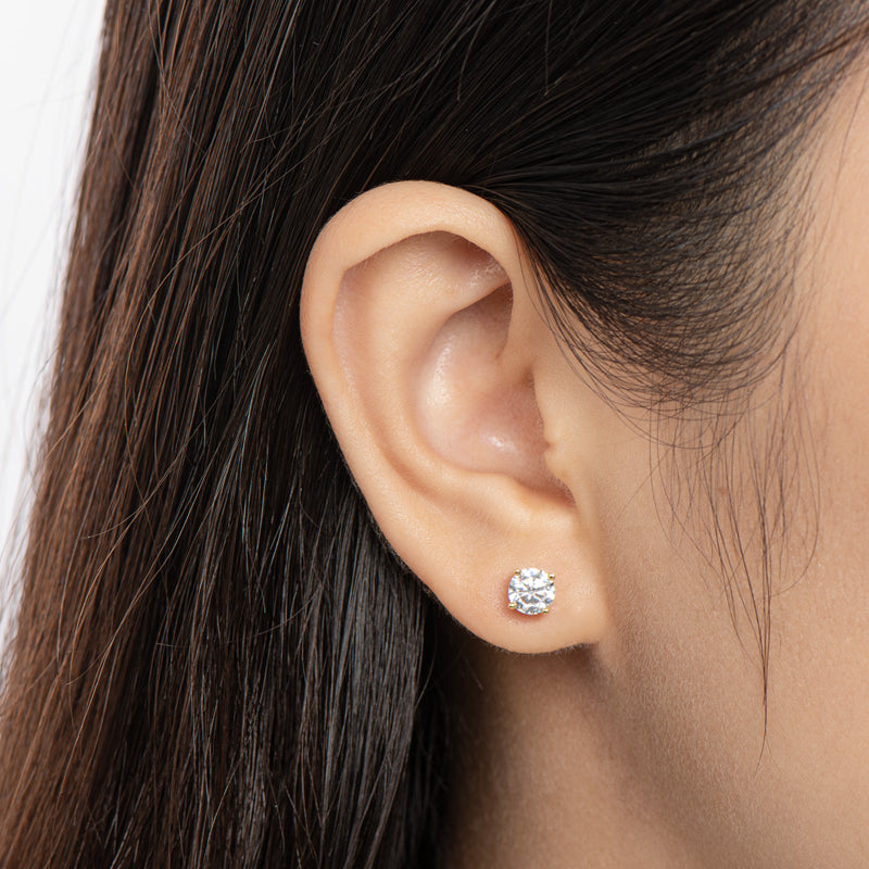 925 Sterling Silver Round Cut Cubic Zirconia Stud Earrings