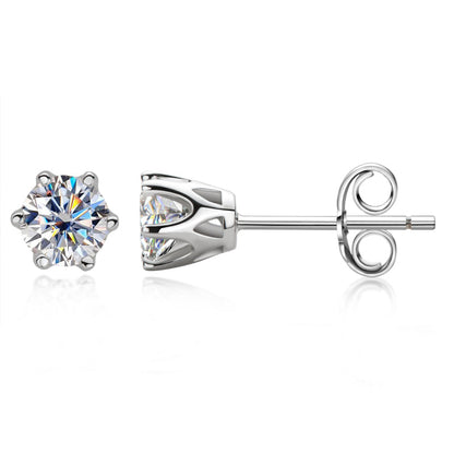 925 Sterling Silver Round Cut Cubic Zirconia Classic Stud Earrings