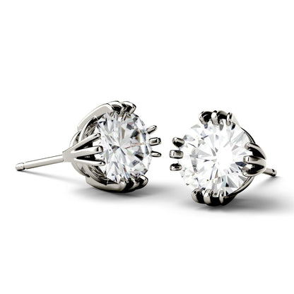 925 Sterling Sliver Round Cut Triple Prong Solitaire Stud Earrings