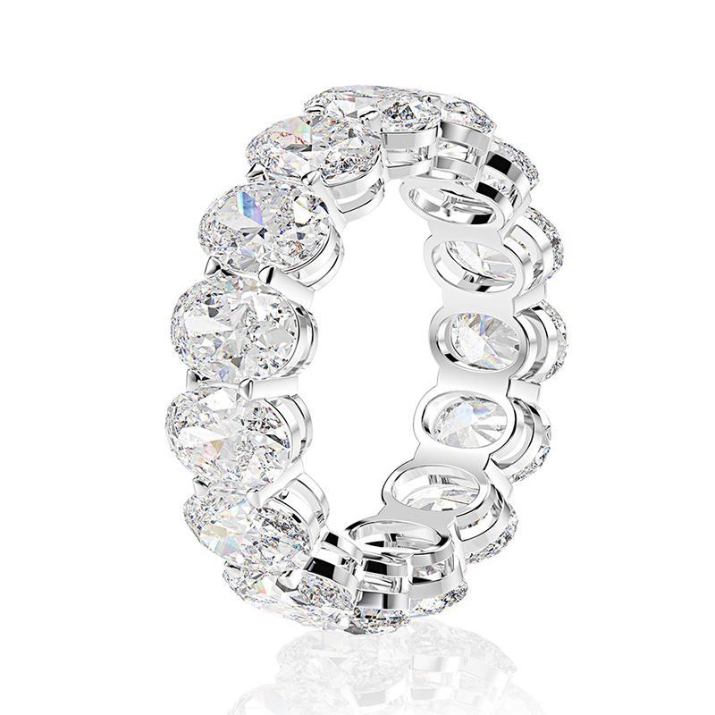 925 Sterling Silver Oval Cut Full Eternity CZ Wedding Band