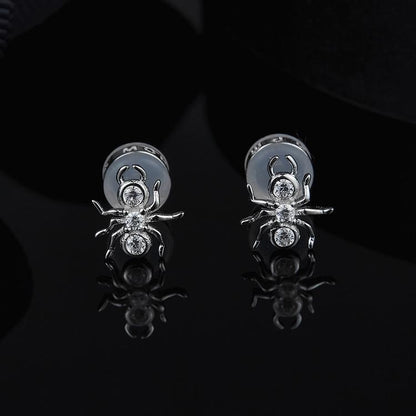 925 Sterling Silver Small Spider CZ Stud Earring