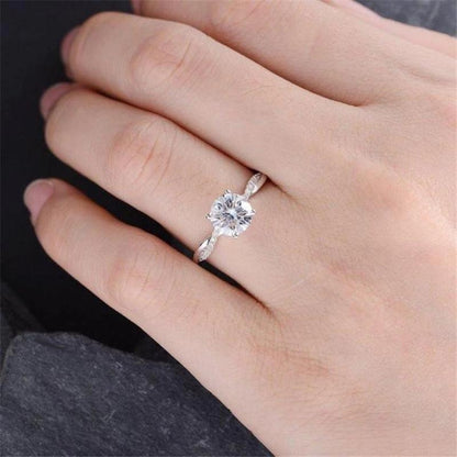 925 Sterling Silver Round Cut Created CZ Twist Halo Ring