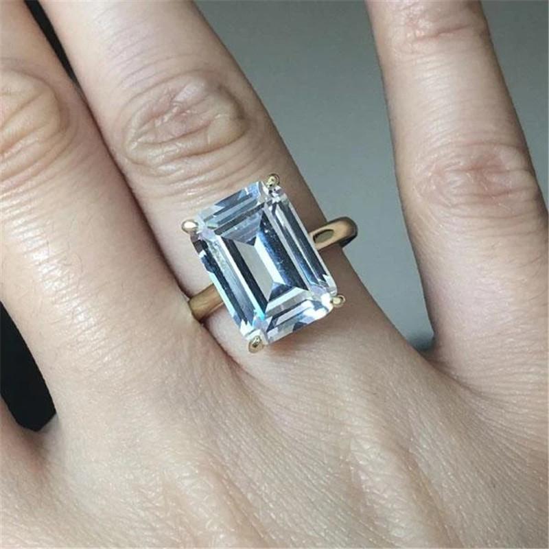 925 Sterling Silver Emerald Cut CZ Solitaire Ring