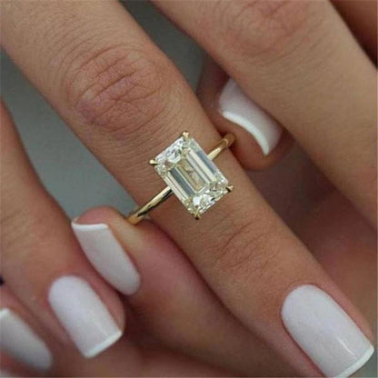 925 Sterling Silver Emerald Cut CZ Solitaire Ring