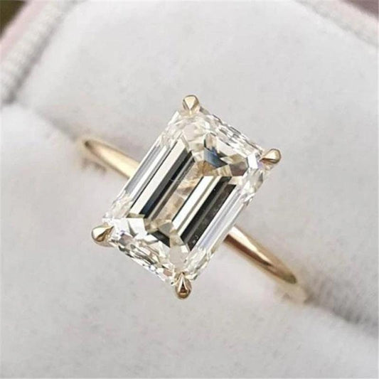 925 Sterling Silver Emerald Cut CZ Solitaire Ring