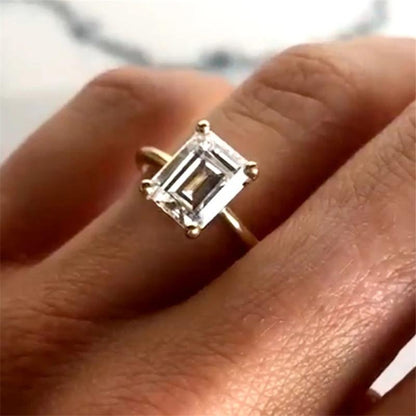 925 Sterling Silver Emerald Cut CZ Solitaire Ring