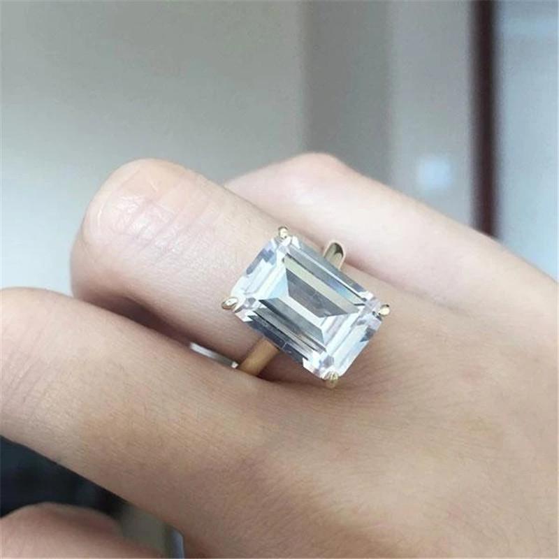 925 Sterling Silver Emerald Cut CZ Solitaire Ring