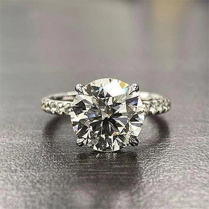 925 Sterling Silver Round Cut Created CZ Ring