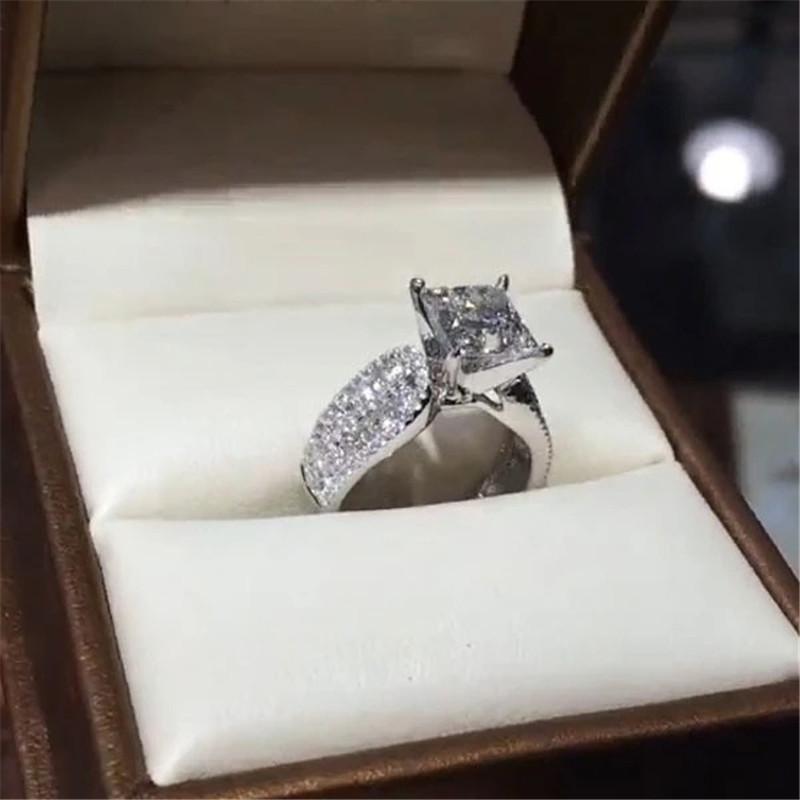 925 Sterling Silver Princess Cut CZ ring