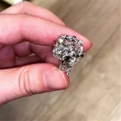 925 Sterling Silver Cushion Cut CZ Ring