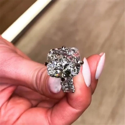 925 Sterling Silver Cushion Cut CZ Ring