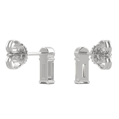 925 Sterling Sliver Emerald Cut Cubic Zirconia Stud Earrings