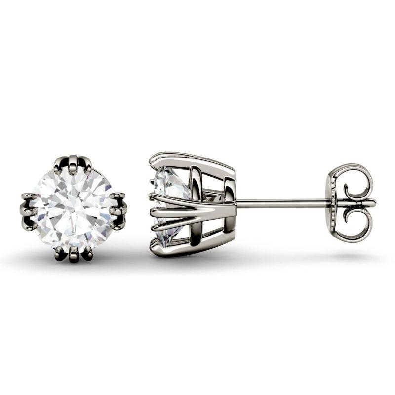 925 Sterling Sliver Round Cubic Zirconia Triple Prong Solitaire Stud Earrings