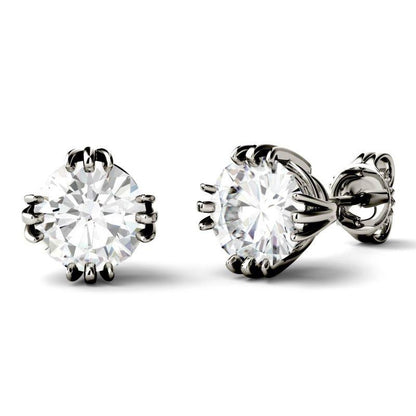 925 Sterling Sliver Round Cubic Zirconia Triple Prong Solitaire Stud Earrings