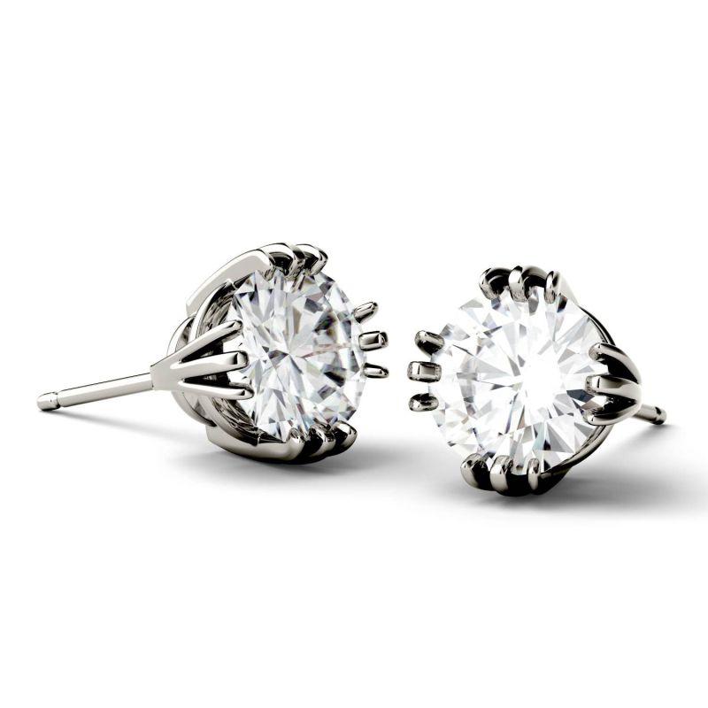 925 Sterling Sliver Round Cubic Zirconia Triple Prong Solitaire Stud Earrings