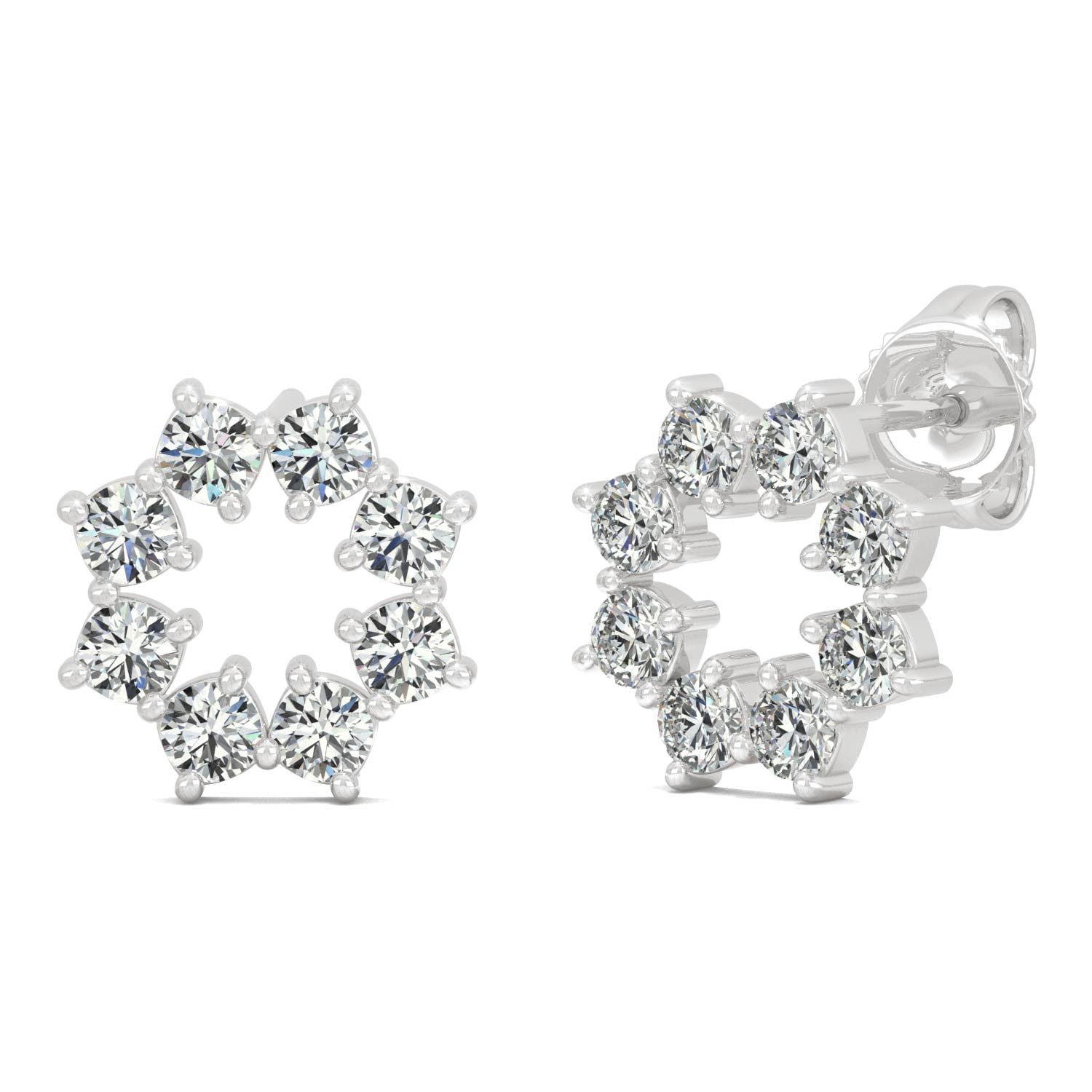 925 Sterling Sliver Round Cubic Zirconia Open Circle Stud Earrings