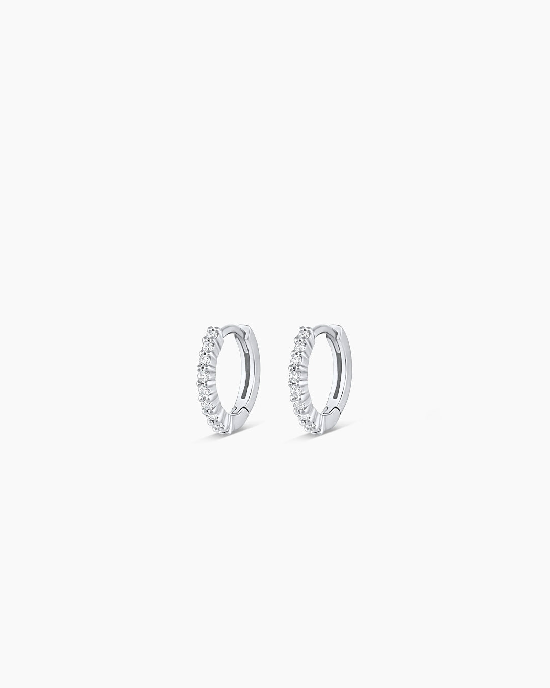 925 Sterling Silver Diamond Pavé Huggies Earrings 1