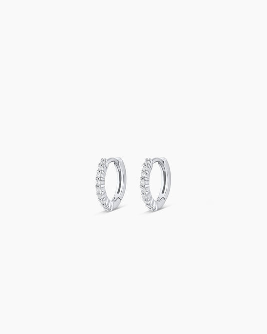 925 Sterling Silver Diamond Pavé Huggies Earrings 1