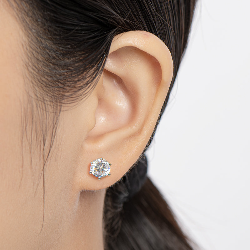 Round Cut Moissanite Diamond Stud Earrings