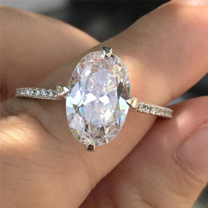 925 Sterling Silver Oval Cut Created CZ Ring