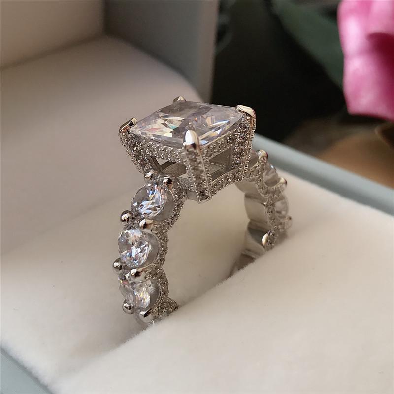 925 Sterling Silver Radiant Cut CZ Ring