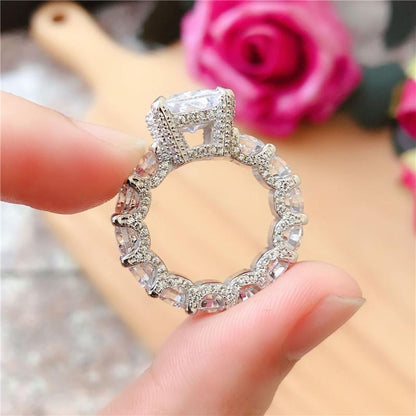 925 Sterling Silver Radiant Cut CZ Ring