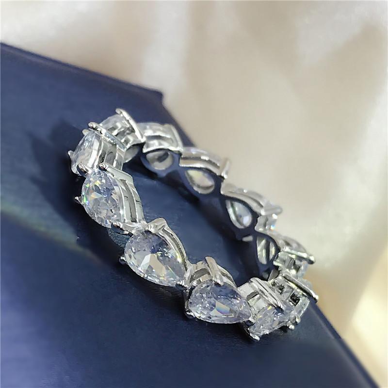 925 Sterling Silver Pear Cut Created CZ Full Eternity Band