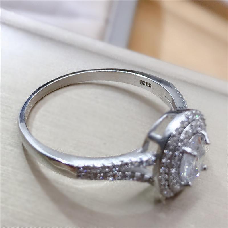 925 Sterling Silver Oval Cut Created CZ Double Halo Ring