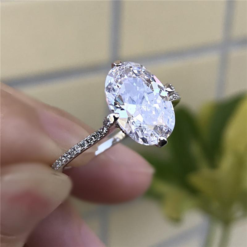 925 Sterling Silver Oval Cut Created CZ Ring