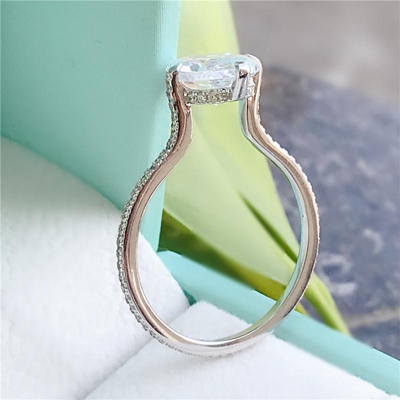 925 Sterling Silver Oval Cut Created CZ Ring