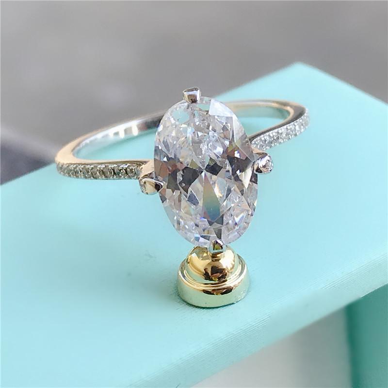 925 Sterling Silver Oval Cut Created CZ Ring