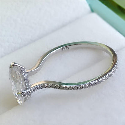 925 Sterling Silver Oval Cut Created CZ Ring