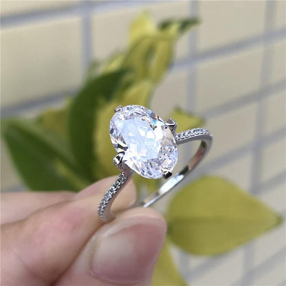 925 Sterling Silver Oval Cut Created CZ Ring