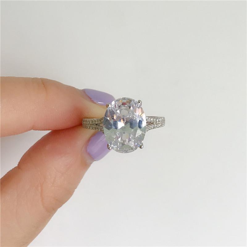 925 Sterling Silver Oval Cut Created CZ Ring