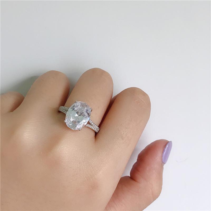 925 Sterling Silver Oval Cut Created CZ Ring