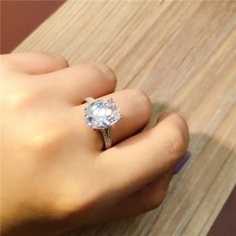 925 Sterling Silver Oval Cut Created CZ Ring