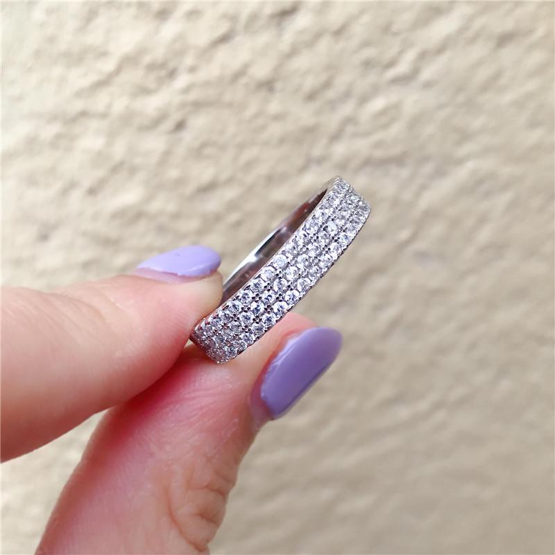 925 Sterling Silver Round Cut 925 Sterling Silver Full Eternity Wedding Band