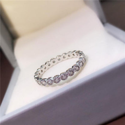 925 Sterling Silver Round Cut 925 Sterling Silver Full Eternity Wedding Band