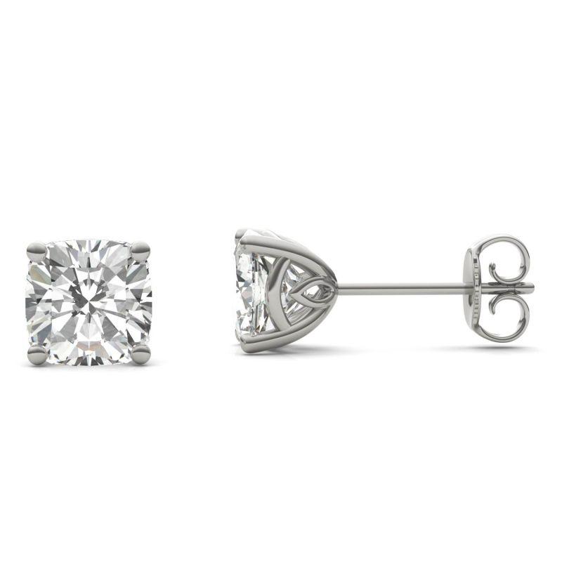 925 Sterling Sliver Cushion Cut Solitaire Stud Earrings